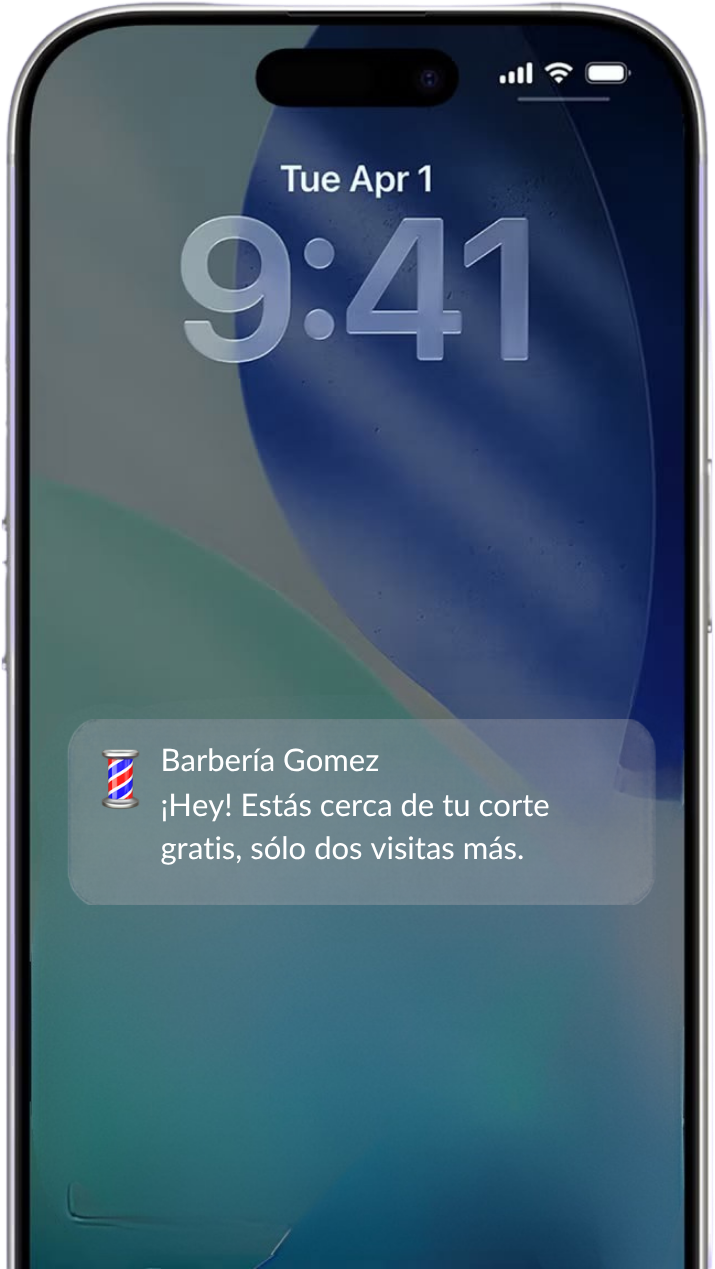Celular con una notificación de Loopix en la pantalla de bloqueo
